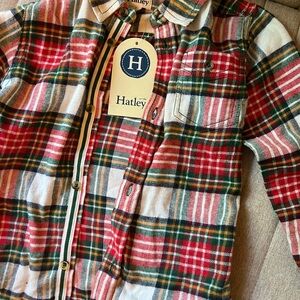 Hatley Kids Plaid Button Down Shirt - Red and Green size 5 NWT